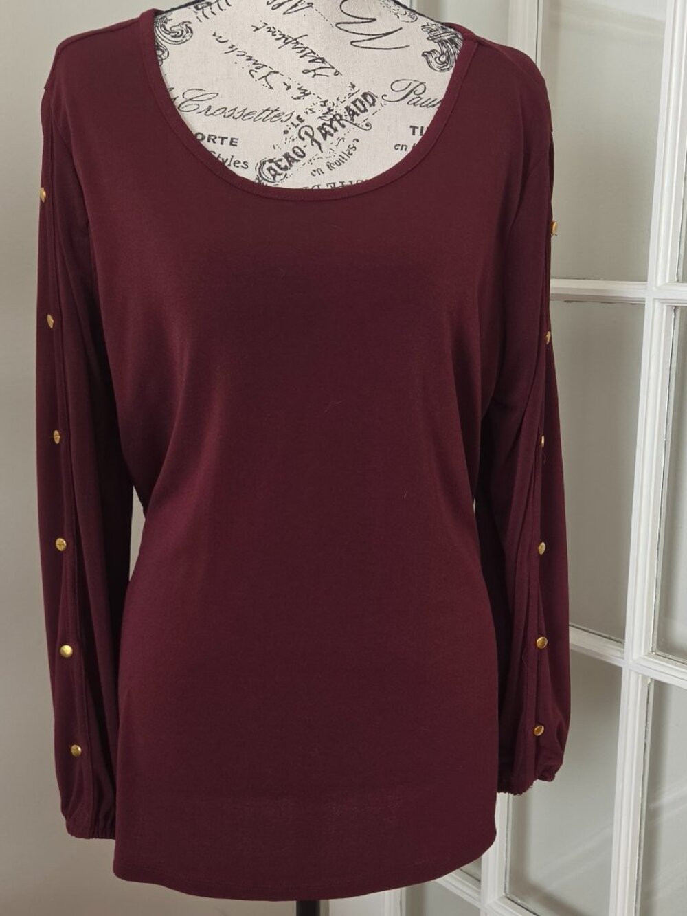 Always Indigo Burgundy/Wine Long Sleeve Top Size Large